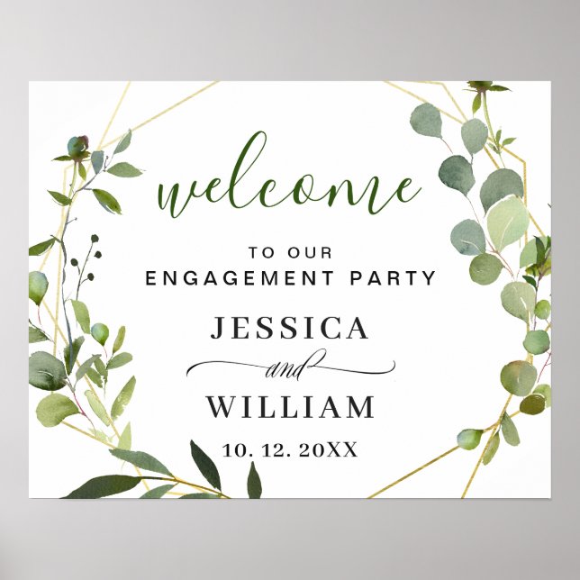 Élégant Eucalyptus ENGAGEMENT PARTI Affiche de bie (Devant)