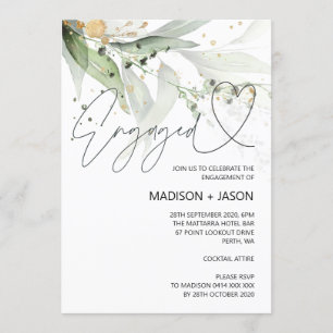 Élégant Eucalyptus Engagement Party Faire-part