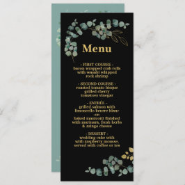 Elégant Eucalyptus Feuille Faux Gold Mariage Menu