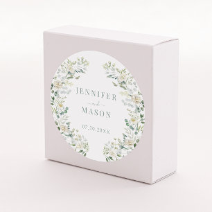 Elegant Eucalyptus Floral Wedding Bride Groom Runder Aufkleber