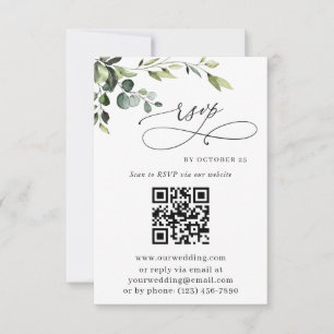 Elegant Eucalyptus Floral Wedding QR Code RSVP Karte