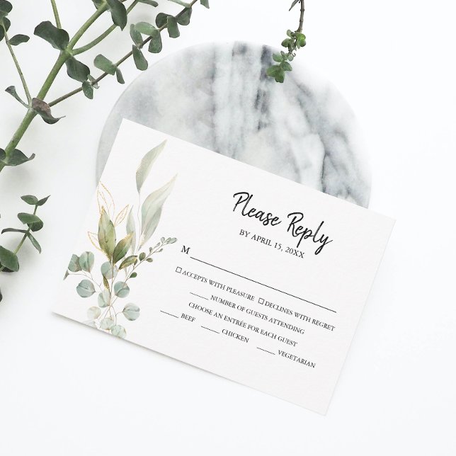 Elegant Eucalyptus Foliage Wedding RSVP Karte (RSVP in style with our elegant Eucalyptus RSVP card, perfect for your wedding celebration.)