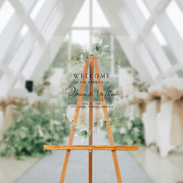 Elegant Eucalyptus Foliage Wedding Welcome Acrylschild