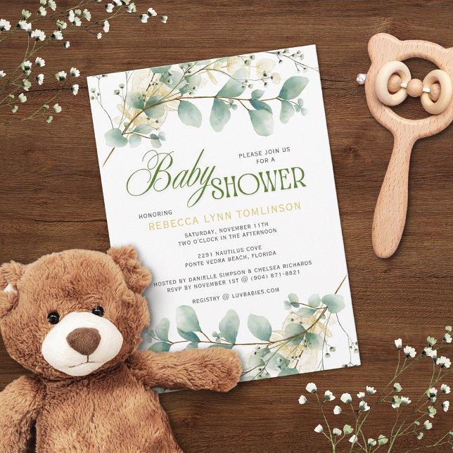 Elegant Eucalyptus Gender Neutral Baby Shower Einladung (Von Creator hochgeladen)