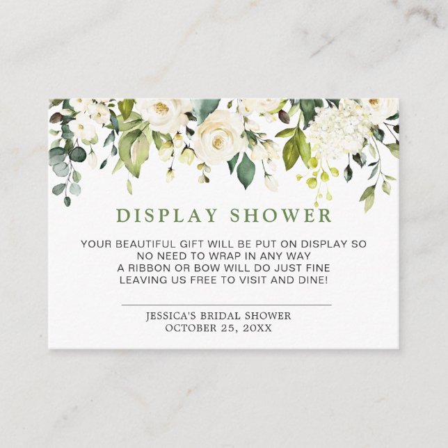 Elegant Eucalyptus Gift Bridal DISPLAY SHOWER Begleitkarte (Vorderseite)
