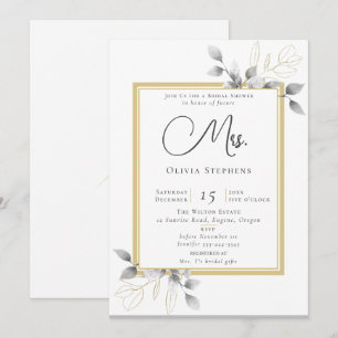 Elegant Eucalyptus Gold Future Mrs. Brautparty Einladung