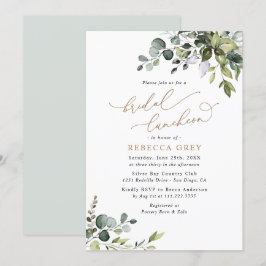 Elegant Eucalyptus Gold Greenery Bridal Luncheon Einladung