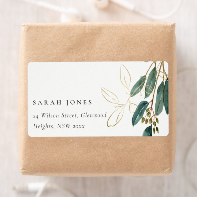 ELEGANT EUCALYPTUS GREEN GOLD FOLIAGE ADRESSE LABE (Insitu)