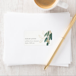 ELEGANT EUCALYPTUS GREEN GOLD FOLIAGE ADRESSE LABE ADRESSAUFKLEBER