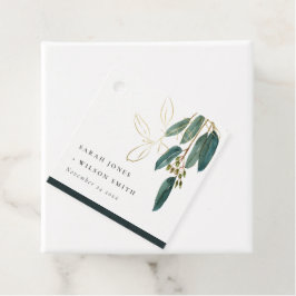ELEGANT EUCALYPTUS GREEN GOLD FOLIAGE WEDD GESCHENKANHÄNGER