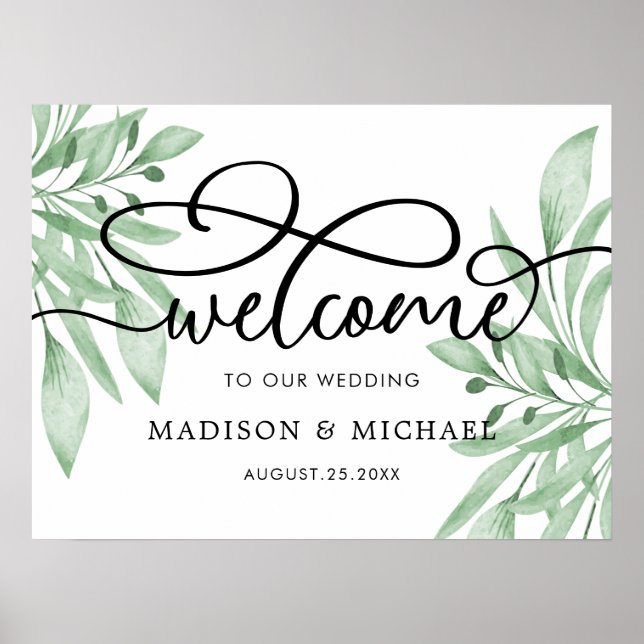 Elegant Eucalyptus Greenerenerity Wedding Welcome  Poster (Vorne)
