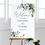 Elegant Eucalyptus Greenerenerity Wedding Welcome  Poster<br><div class="desc">Dieses individuell gestaltbare Begrüßungsschild in der Landschaftsausrichtung wurde speziell für die Hochzeitskollektion von Boho Greenery entworfen und zeichnet sich durch Aquarelleukalyptus & Blattwerk aus. Es wurde mit einer eleganten Kalligraphie und einem klassischen, schwarzen SerifenSchriftart gepaart. Um erweiterte Änderungen vorzunehmen, wählen Sie bitte unter Personalisieren dieser Vorlage die Option "Klicken Sie...</div>