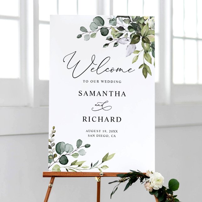 Elegant Eucalyptus Greenerenerity Wedding Welcome  Poster (Von Creator hochgeladen)