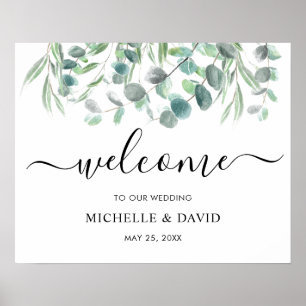 Elegant Eucalyptus Greenerenerity Wedding Welcome Poster