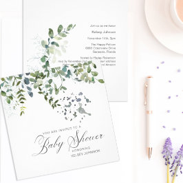 Elegant Eucalyptus Greenerenery Script Baby Shower Einladung