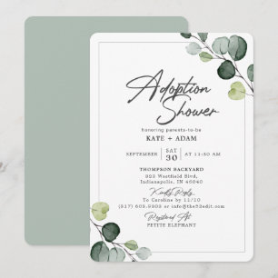 Elegant Eucalyptus Greenerity Adoption Baby Shower Einladung