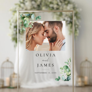 Elegant Eucalyptus Greenerity Foto Wedding Acrylschild