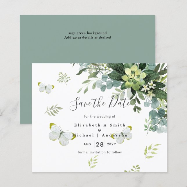 Elegant Eucalyptus Greenerity Wedding Rett Dates (Vorne/Hinten)