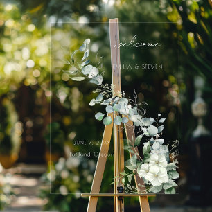 Elegant Eucalyptus Greenerity Willkommen Acrylschild