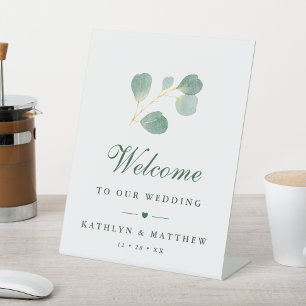 Elegant Eucalyptus Greenerity Willkommen Sockelschild