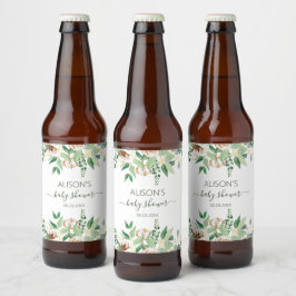 Elegant Eucalyptus Greenery Baby Shower Bierflaschenetikett