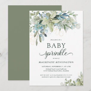 Elegant Eucalyptus Greenery Baby Sprinkle Einladung