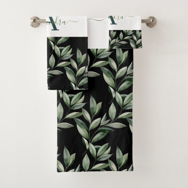 Elegant Eucalyptus Greenery Botanical Towel Set (Insitu)