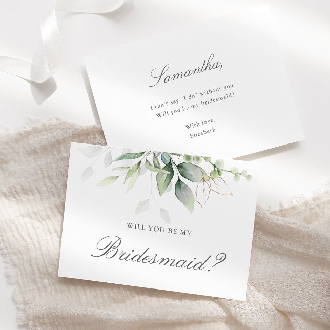 Elegant Eucalyptus Greenery Bridesmaid Vorschlag Einladung (Von Creator hochgeladen)