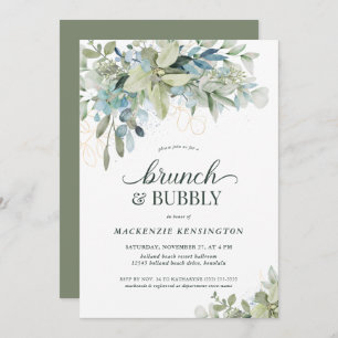 Elegant Eucalyptus Greenery Brunch Bubbly Einladung