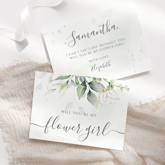 Elegant Eucalyptus Greenery Flower Girl Vorschlag Einladung (Von Creator hochgeladen)