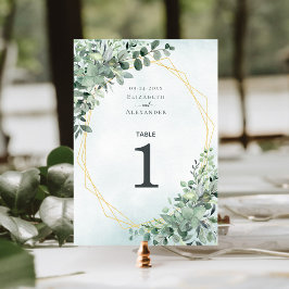 Elegant Eucalyptus Greenery Geometric Wedding Tischnummer