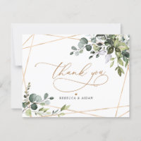 Elegant Eucalyptus Greenery Gold Dankeschön Karte