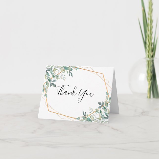 Elegant Eucalyptus Greenery Gold Dankeschön Karte (Vorderseite)