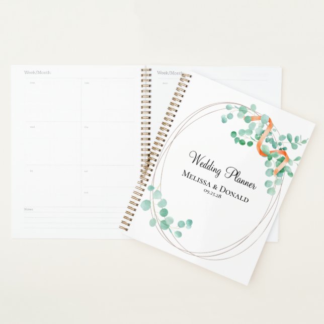 Elegant Eucalyptus Greenery Peach Floral Planer (Anzeige)