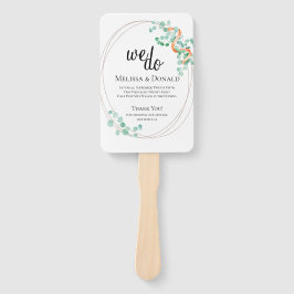 Elegant Eucalyptus Greenery Peach Floral Program Fächer