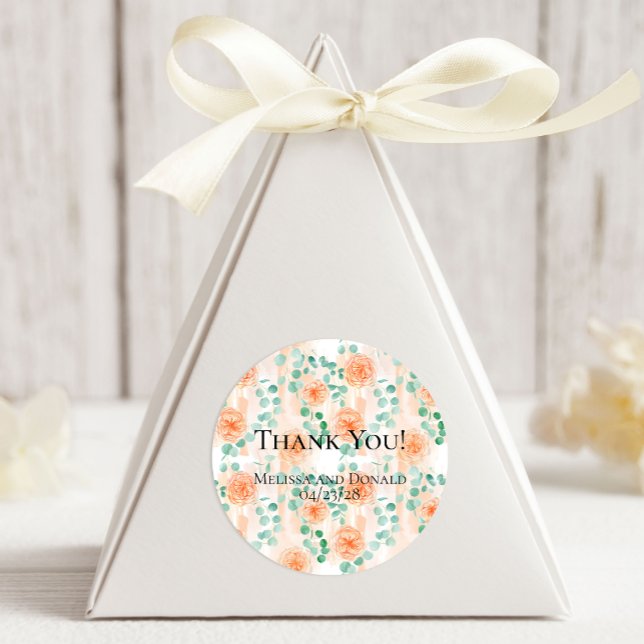 Elegant Eucalyptus Greenery Peach Floral Runder Aufkleber (Von Creator hochgeladen)