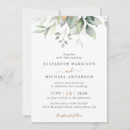 Elegant Eucalyptus Greenery QR Code Wedding Einladung