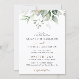 Elegant Eucalyptus Greenery QR Code Wedding Einladung