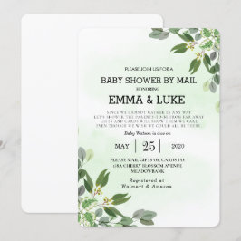 Elegant Eucalyptus Greenery Succulent Baby Shower Einladung