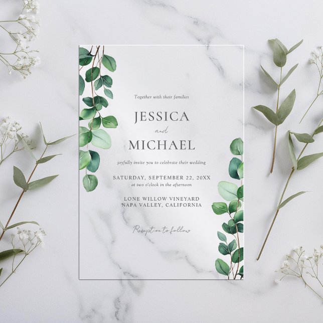 Elegant Eucalyptus Greenery Wedding Acryleinladungen (Von Creator hochgeladen)