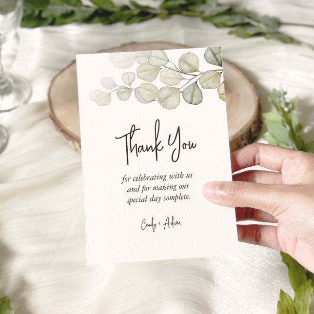 Elegant Eucalyptus Greenery Wedding Dankeskarte (Von Creator hochgeladen)