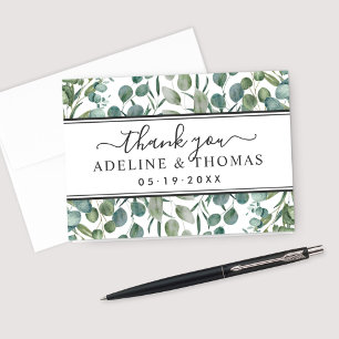 Elegant Eucalyptus Greenery Wedding Dankeskarte
