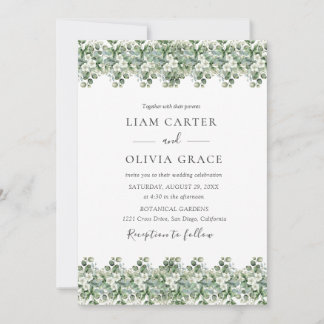 Elegant Eucalyptus Greenery Wedding  Einladung