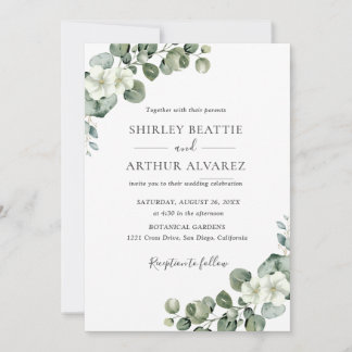 Elegant Eucalyptus Greenery Wedding  Einladung
