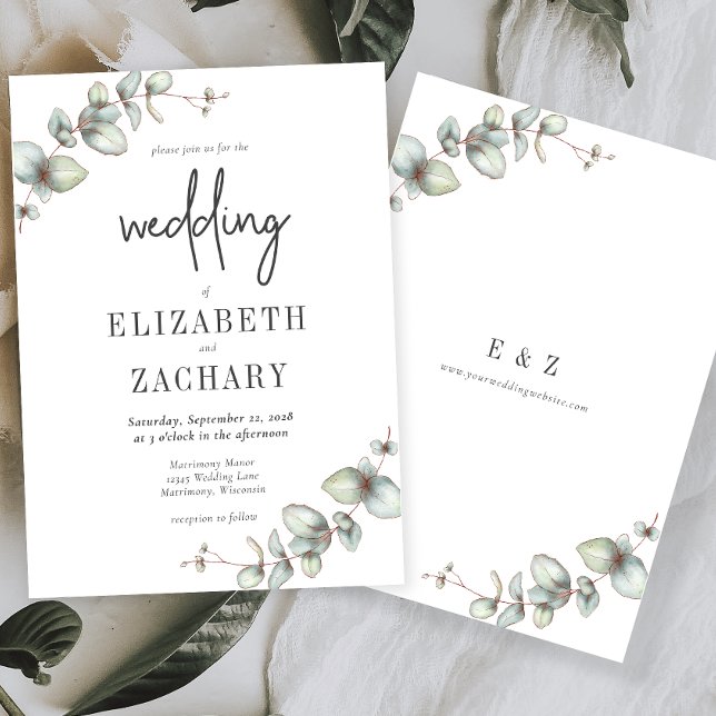 Elegant Eucalyptus Greenery Wedding Einladung (Von Creator hochgeladen)