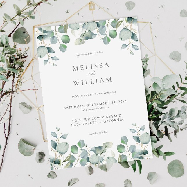 Elegant Eucalyptus Greenery Wedding Einladung (Von Creator hochgeladen)
