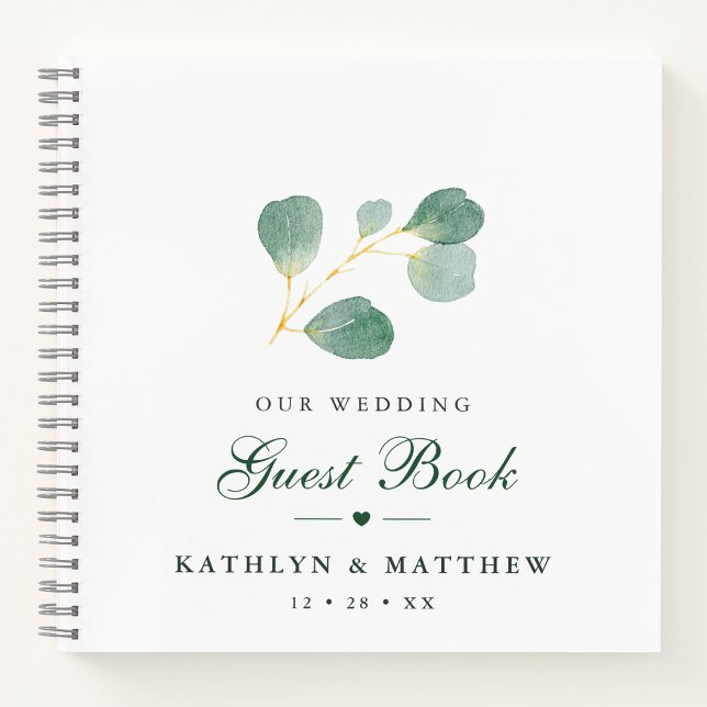 Elegant Eucalyptus Greenery Wedding Gästebuch Notizbuch (Von Creator hochgeladen)