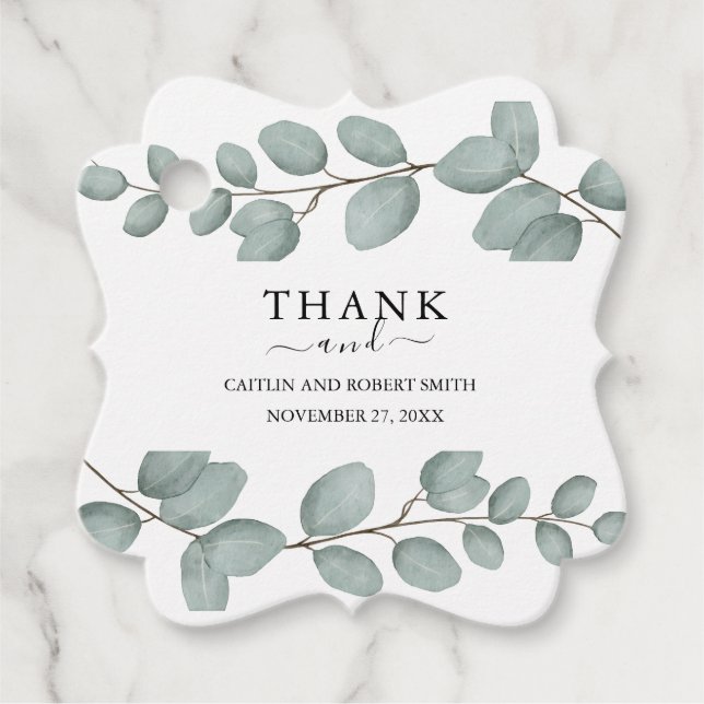Elegant Eucalyptus Greenery Wedding  Geschenkanhänger (Vorderseite)