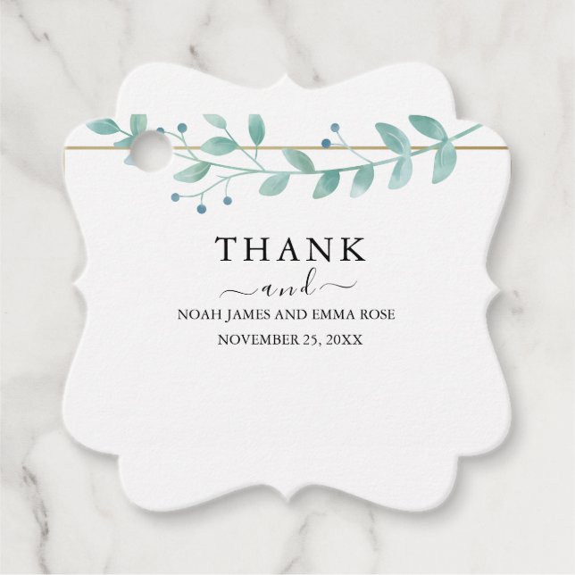 Elegant Eucalyptus Greenery Wedding  Geschenkanhänger (Vorderseite)