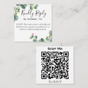 Elegant Eucalyptus Greenery Wedding QR Code Card Begleitkarte